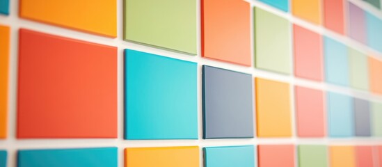 Leinwandbilder - Creative office wall design featuring vibrant colored grids with an available blank area for customizable text or branding.