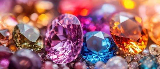 Aufkleber - Colorful gemstones arranged beautifully creating a vibrant and natural texture for backgrounds and design projects