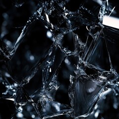 Wall Mural - Close up of broken glass window with high contrast reflections and zen papaya