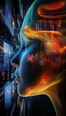 Wall Mural - futuristic abstraction reflecting synthetic minds and rapid advancements in artificial intelligence