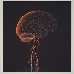 Poster - Scientific illustration of a brain and nervous system with glowing neuron pathways highlighting electrical activity and connections. Generative AI
