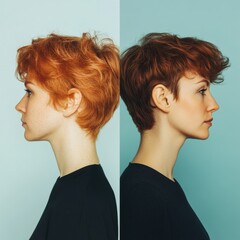 Poster - Comparison of unkempt hair and stylish haircut showcasing transformation and style choice. Generative AI