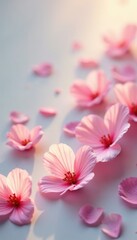 Wall Mural - Delicate petals scattered on a soft background, nature, flowers, softfocus