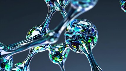 Aufkleber - A close-up of a complex molecular structure with textured spherical nodes connected by organic strands.
