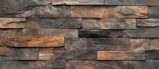 Wall Mural - Elegant Dark Brown and Gray Stone Wall Texture with Unique Natural Patterns for Architectural and Design Inspiration