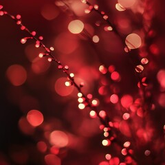 Wall Mural - close up of deep red background with bokeh lights and golden highlights for creative design projects