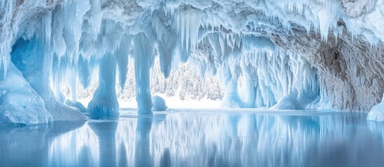 Wall Mural - ice cave textures in switzerland showcasing natural formations created by water erosion over millenn
