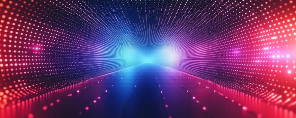 Futuristic digital technology background with glowing particles and abstract grid, representing innovation and data flow.