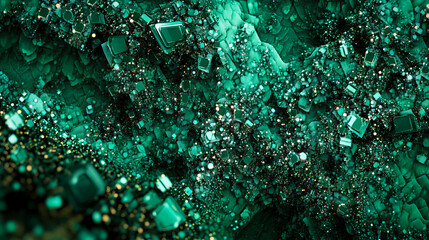 Wall Mural - a pulsating mosaic of green data technology, digital high tech concept