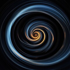 Wall Mural - Digital abstract art of a spiral vortex with contrasting light and dark swirls in a black background