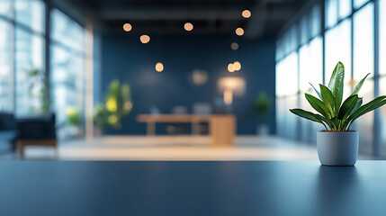 Wall Mural - Abstract blurred office interior room blurry working space with defocused effect  bokeh lights background with soft focus creating a dreamy urban nighttime atmosphere and colorful city ambiance 