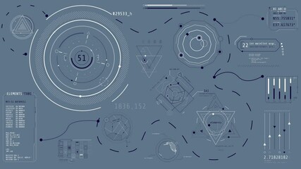 Wall Mural - animation of a high-tech display with data processing operations