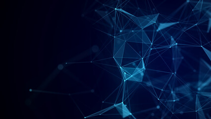 Wall Mural - blue network connection structure. digital background with dots and lines. big data visualization. 3