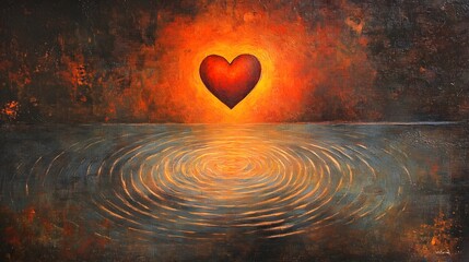 Wall Mural - an abstract interpretation of listening to the heart, with soft, glowing waves emanating from a larg