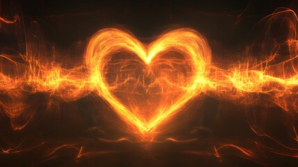 Wall Mural - an abstract interpretation of listening to the heart, with soft, glowing waves emanating from a larg