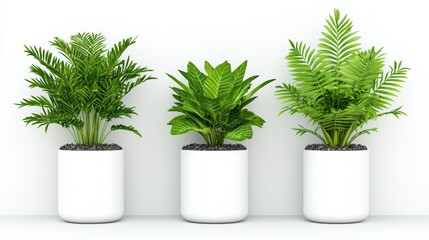 Wall Mural - Lush Green Indoor Plants in White Pots for Modern Home Decoration