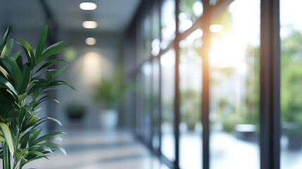 Wall Mural - Blur futuristic business office reflexive blurred modern business skyline office building for business background