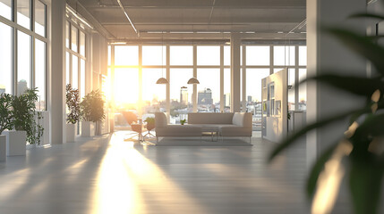 Wall Mural - Blurring the Background in a Modern Office Interior modern office interior ,blurred bokeh background 