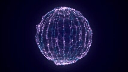 Wall Mural - technology blue sphere with connecting dots and lines. digital abstract network structure. 3d render
