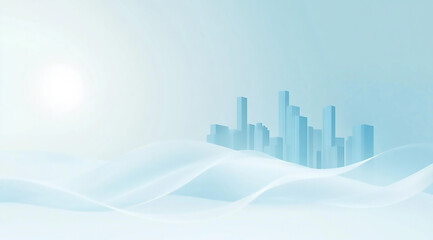 Wall Mural - Blue wave city horizon background abstract city skyline City wave skyline


