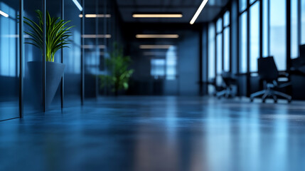 Wall Mural - Beautiful blurred background of a light modern office interior with panoramic windows and beautiful Panoramic Background of Office Interior - Stunning Defocused View