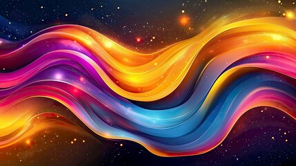 Wall Mural - abstract cosmic waves: vibrant colors, dynamic flow, and galactic sparkle - digital art