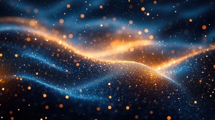 Wall Mural - abstract gold christmas bokeh on dark blue background