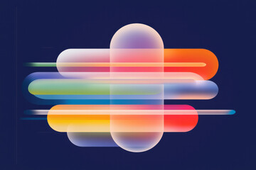 Leinwandbilder - An abstract digital artwork featuring a bold elliptical shape with horizontal stripes of fiery red,