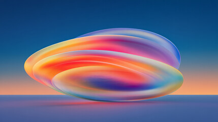 Leinwandbilder - A stunning digital composition showing an elliptical form with vivid stripes of red, orange,