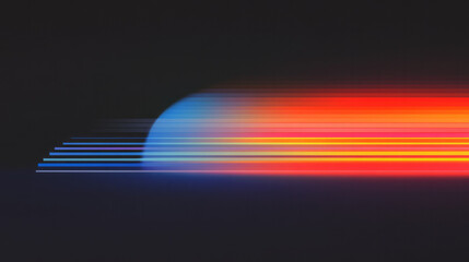 Fototapete - An eye-catching animation of a retro-futuristic elliptical design with horizontal stripes in red,