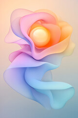 Poster - An ethereal scene featuring pastel-colored shapes in pink, purple, and blue, with a glowing