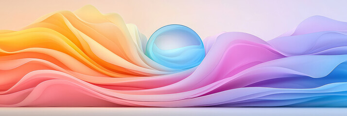 Poster - A serene and calming visual of undulating pastel swirls in pink, purple, and blue, with a