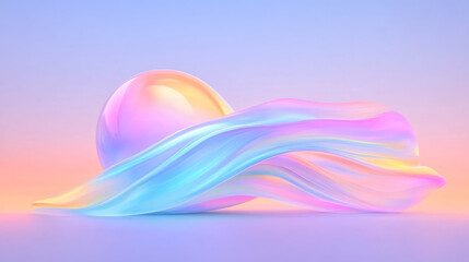 Wall Mural - A mesmerizing, dreamlike visualization of soft pastel swirls in shades of pink, purple, and blue,