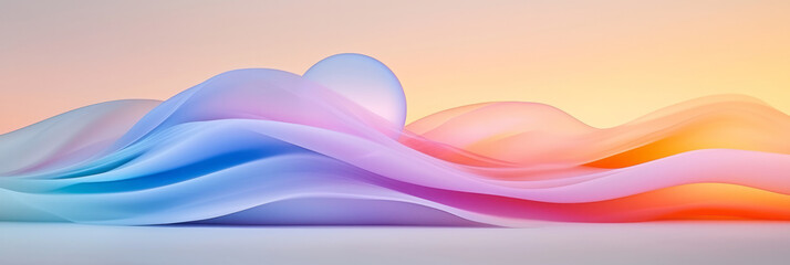 Aufkleber - A peaceful composition featuring soft undulating pastel colors in pink, purple, and blue, with a