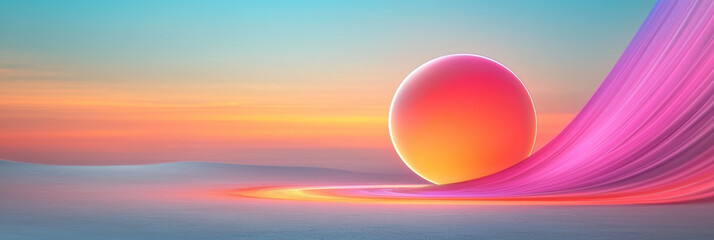 Aufkleber - A glowing orb placed at the center of a winding road, casting dynamic streaks of orange, red, and