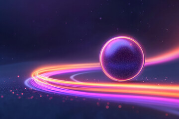 Aufkleber - A captivating close-up of a glowing orb on a winding road, emitting streaks of orange, red, and
