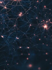 Poster - Scientific depiction of brain and nervous system with glowing neuron pathways and electrical pulses. Generative AI