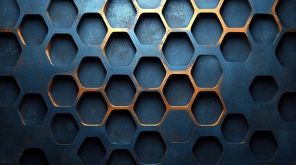 Wall Mural - blue background with metallic grid patterns