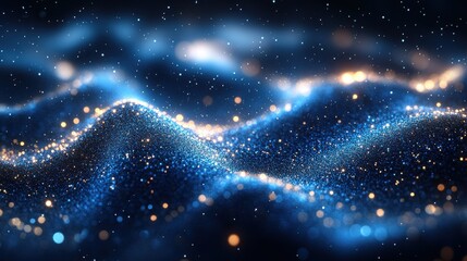 Wall Mural - blue bokeh abstract background with bright lights