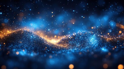 Wall Mural - blue bokeh abstract background with bright lights