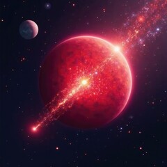 Wall Mural - deep space with massive red star and gas giant, red dwarf star, universe, cosmic background