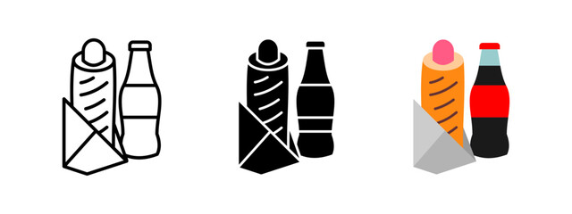 Wall Mural - hotdog icon. hot dog with soda drink vector illustration. fast food and soda symbol. snack and meal 