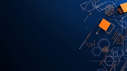Abstract tech background, cubes, network