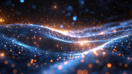 Wall Mural - futuristic blue background with digital matrix patterns