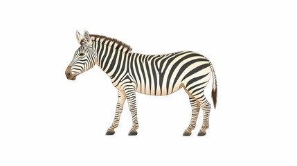 Zebra profile, isolated on white background, for educational or zoology purposes