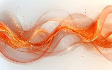 Wall Mural - An abstract composition featuring flowing waves in shades of orange and subtle sparkles, creating a dynamic and vibrant visual experience perfect for modern design themes.