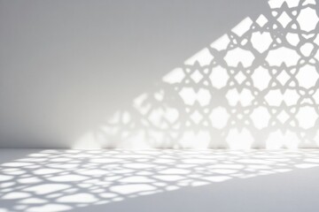 sunlight casts ornate shadow, interior, minimalist backdrop, design