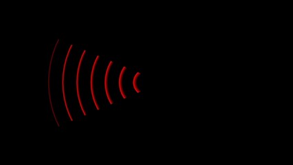 Wall Mural - Technology Radio wave signal icon concept illustration, on black background.