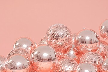 Wall Mural - glittering cluster of disco balls creating a reflective pattern on a neutral background