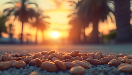 Sunset Almonds Pavement Palm Trees